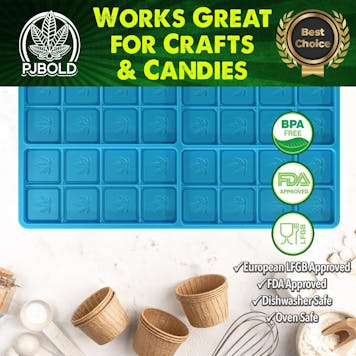 Photo of Leaf Candy Bar Mold, 6 Cavity, Blue