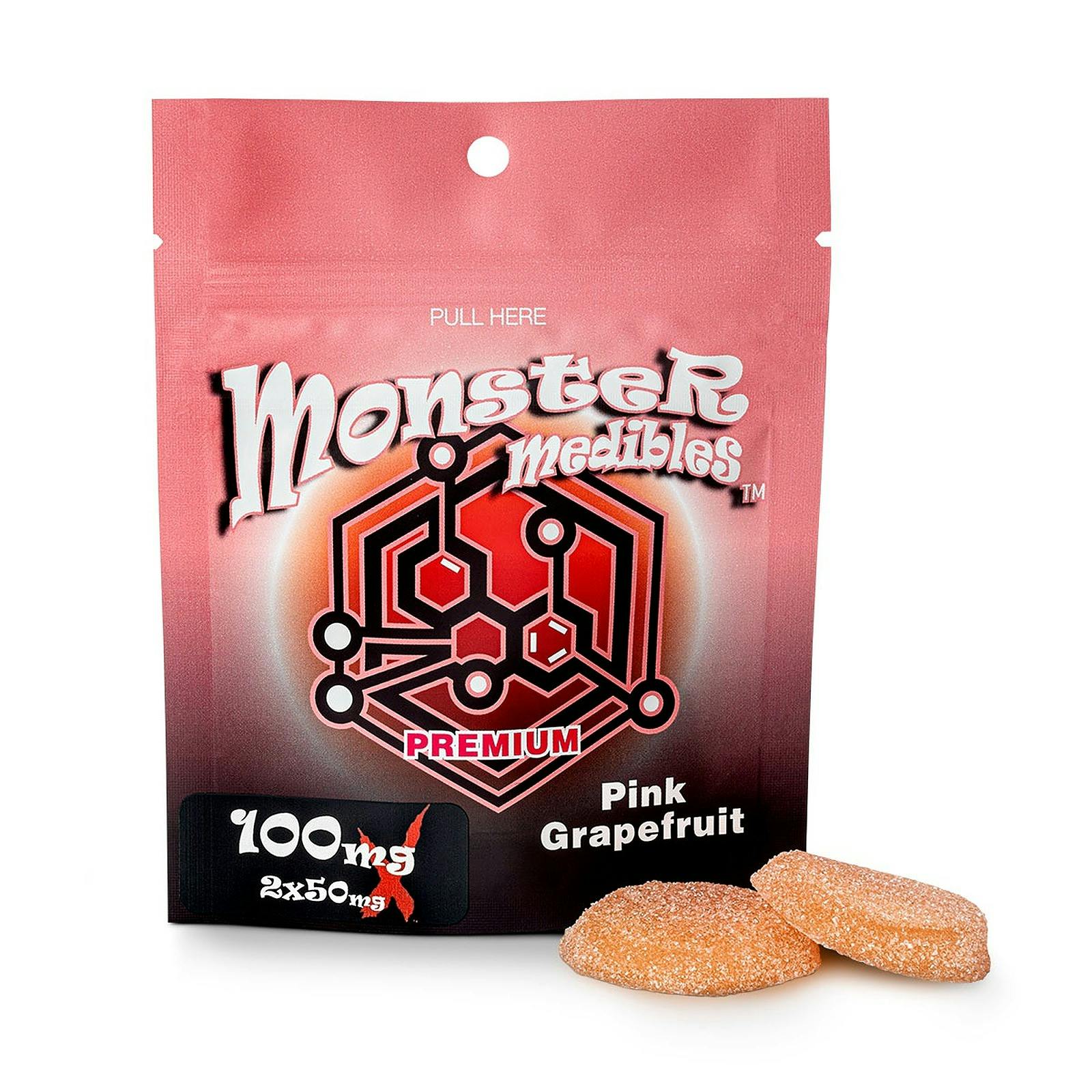Monster Xtracts Pink Grapefruit 2x50mg Gummies Leafly