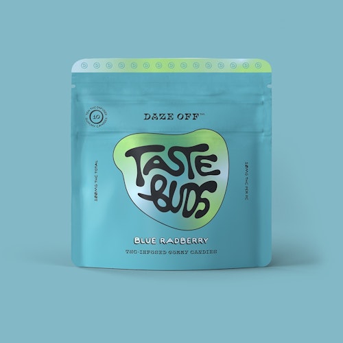 Daze Off: Blue Radberry Taste Buds THC-Infused Gummy Candies 10 x 10mg ...