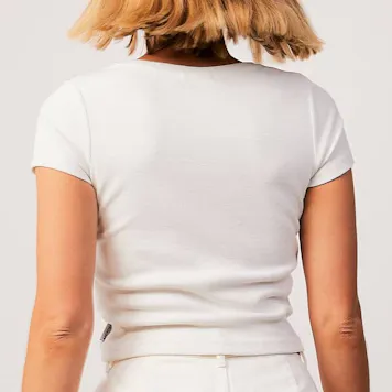 Photo of Afends Womens Faith - THC Essentials - Hemp Ribbed T-Shirt - Off White