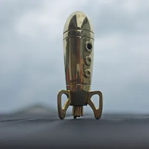 Photo of "Rocket" Pipe - Unique all brass chillum smoking pipe, built-in poker, cleanable and screenless