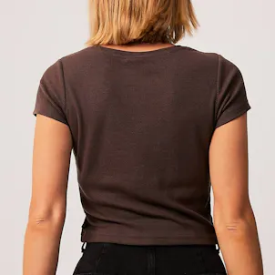 Photo of Afends Womens Faith - THC Essentials - Hemp Ribbed T-Shirt - Coffee