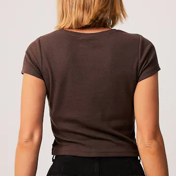 Photo of Afends Womens Faith - THC Essentials - Hemp Ribbed T-Shirt - Coffee