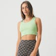 Product image for Afends Womens Chloe - THC Essentials - Hemp Ribbed Crop Tank - Lime Green