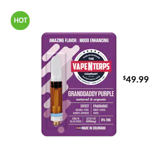 Photo of 500MG GRANDDADDY PURPLE CBD VAPE CARTRIDGE