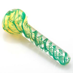 Photo of 4.3"Turquoise Spiral Inside Out Glass Pipe w/ Clear Marble