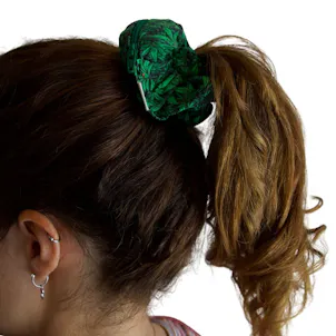 Photo of Blue Fiesta “420 Weed Leaf” Stash Pocket Scrunchie