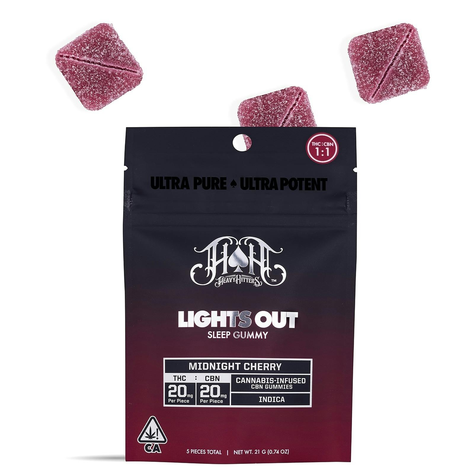 Heavy Hitters Lights Out Ultra Sleep Gummy 100mg THC 100mg CBN Leafly
