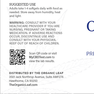 Photo of The Organic Leaf - Broad Spectrum Everyday CBD with Curcumin 25mg Softgels