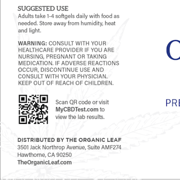 Photo of The Organic Leaf - Broad Spectrum Everyday CBD with Curcumin 25mg Softgels