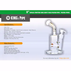 Photo of KING'S PIPE - SINGLE FRITTED DISC BENT NECK WATER PIPE