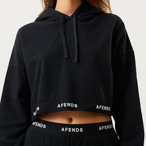 Photo of Afends Womens Homebase - THC Essentials - Hemp Cropped Hoodie - Black