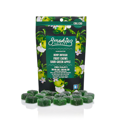 Smokiez Edibles: Sour Green Apple 500mg CBG : 500mg CBD Fruit Chews - Oregon | Leafly