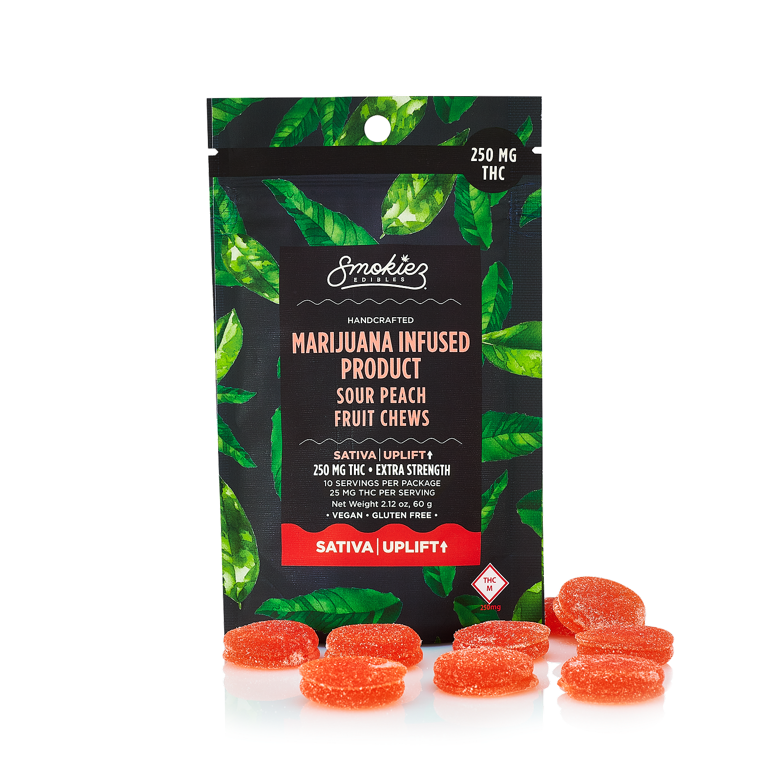 Smokiez Edibles: Smokiez SATIVA Sour Peach Fruit Chews - 250mg 10pk ...