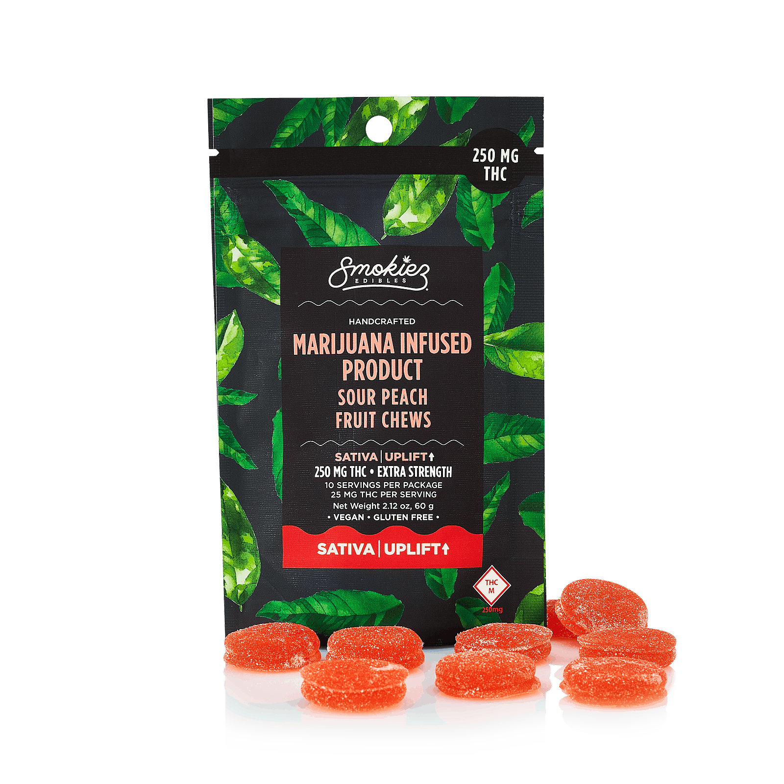 Smokiez Edibles Smokiez SATIVA Sour Peach Fruit Chews 250mg 10pk