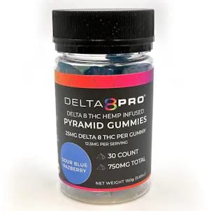 Photo of Delta-8 THC Gummies 25mg - Sour Blue Raspberry 30 Count