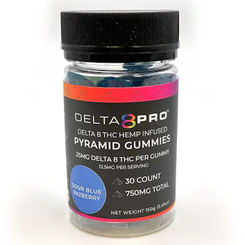 Photo of Delta-8 THC Gummies 25mg - Sour Blue Raspberry 30 Count