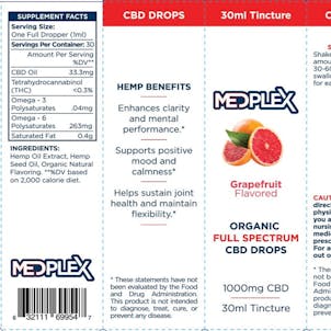 Photo of $25 Medplex Grapefruit Full Spectrum Organic CBD Oil Tincture Drops 1000mg