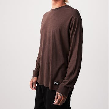 Photo of Afends Mens Essential - THC Essential - Hemp Retro Long Sleeve T-Shirt - Coffee