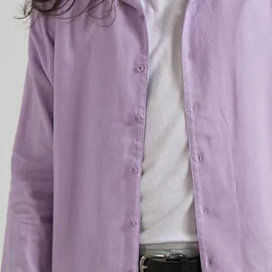 Photo of Afends Mens Critical - THC Essentials - Hemp Cuban Long Sleeve Shirt - Orchid