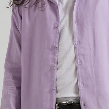 Photo of Afends Mens Critical - THC Essentials - Hemp Cuban Long Sleeve Shirt - Orchid