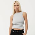 Product image for Afends Womens Peony - THC Essentials - Hemp Ribbed High Neck Tank - Smoke