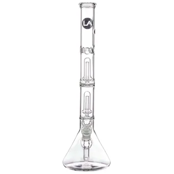 Photo of LA Pipes 14” Double Showerhead Perc Beaker Bong