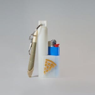 Photo of Glow-in-the-Dark, Terrapin Mini Lighter and Joint Holder + Keychain - Gold Pizza