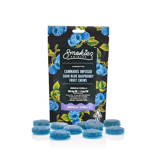 Sour Blue Raspberry Fruit Chews, 100mg THC - California