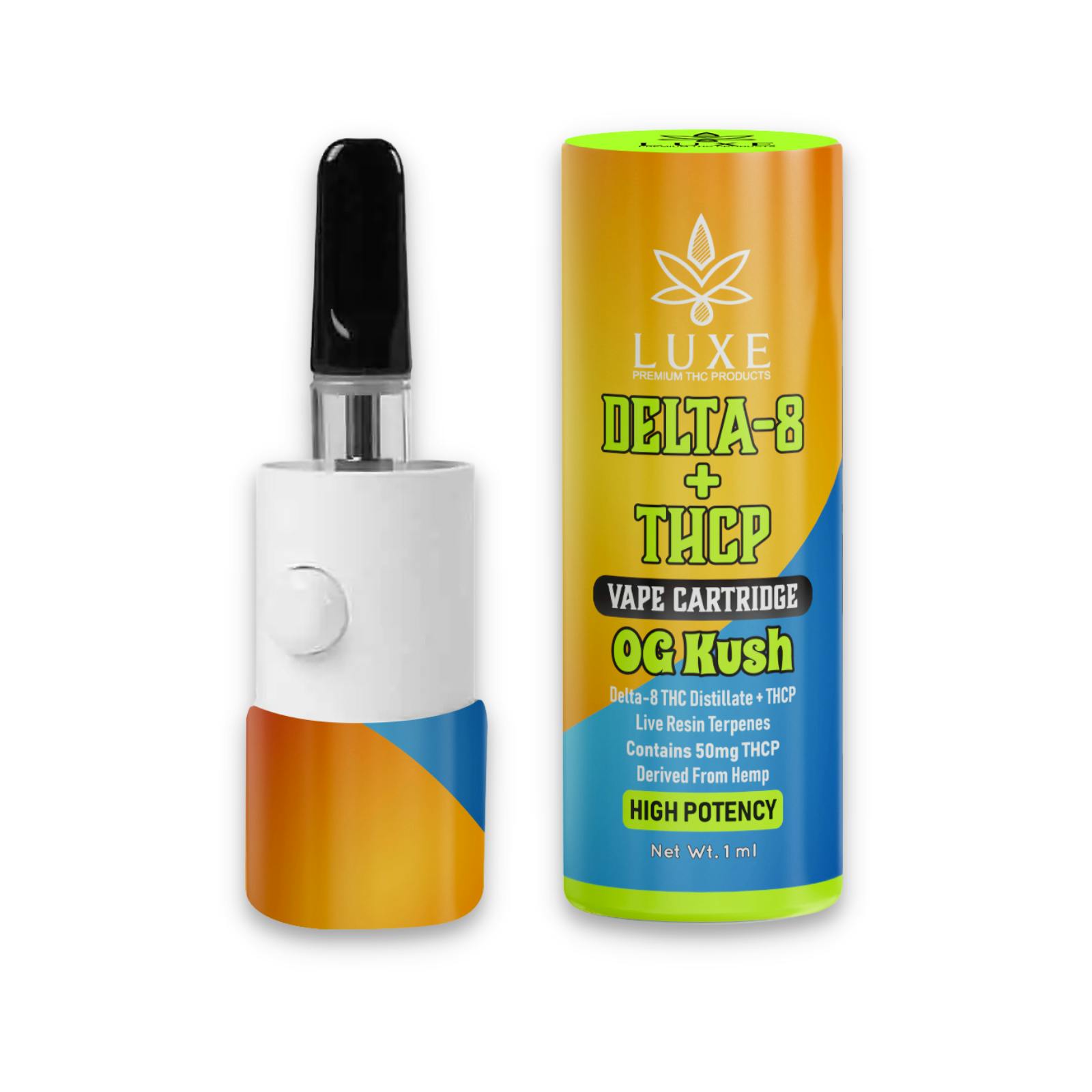Luxe THC 25 OFF with code LEAFLY OG Kush D8 + THCP Vape Cart 1ml Leafly