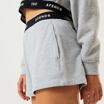 Photo of Afends Womens Homebase - THC Essentials - Hemp Sweat Shorts - Shadow Grey Marle