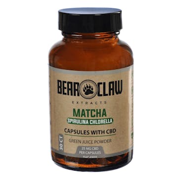 Photo of Bear Claw Matcha Spirulina Chlorella Capsules 25mg CBD, 30ct.