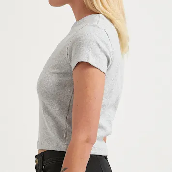 Photo of Afends Womens Faith - THC Essentials - Hemp Ribbed T-Shirt - Shadow Grey Marle