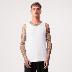 Photo of Afends Mens Base - THC Essential - Hemp Singlet - White