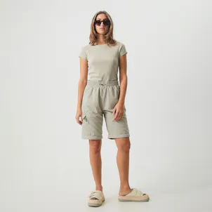 Photo of Afends Womens Faith - THC Essentials - Hemp Ribbed T-Shirt - Cement