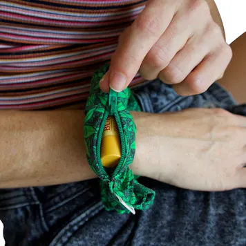 Photo of Blue Fiesta “420 Weed Leaf” Stash Pocket Scrunchie