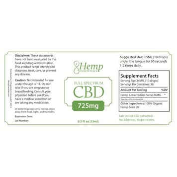 Photo of CBD OIL: FULL SPECTRUM 725MG (15ML)