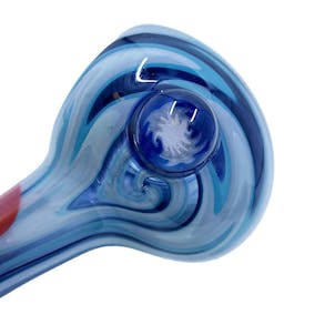 Photo of American Glass Spoon – Blue and White Starburst