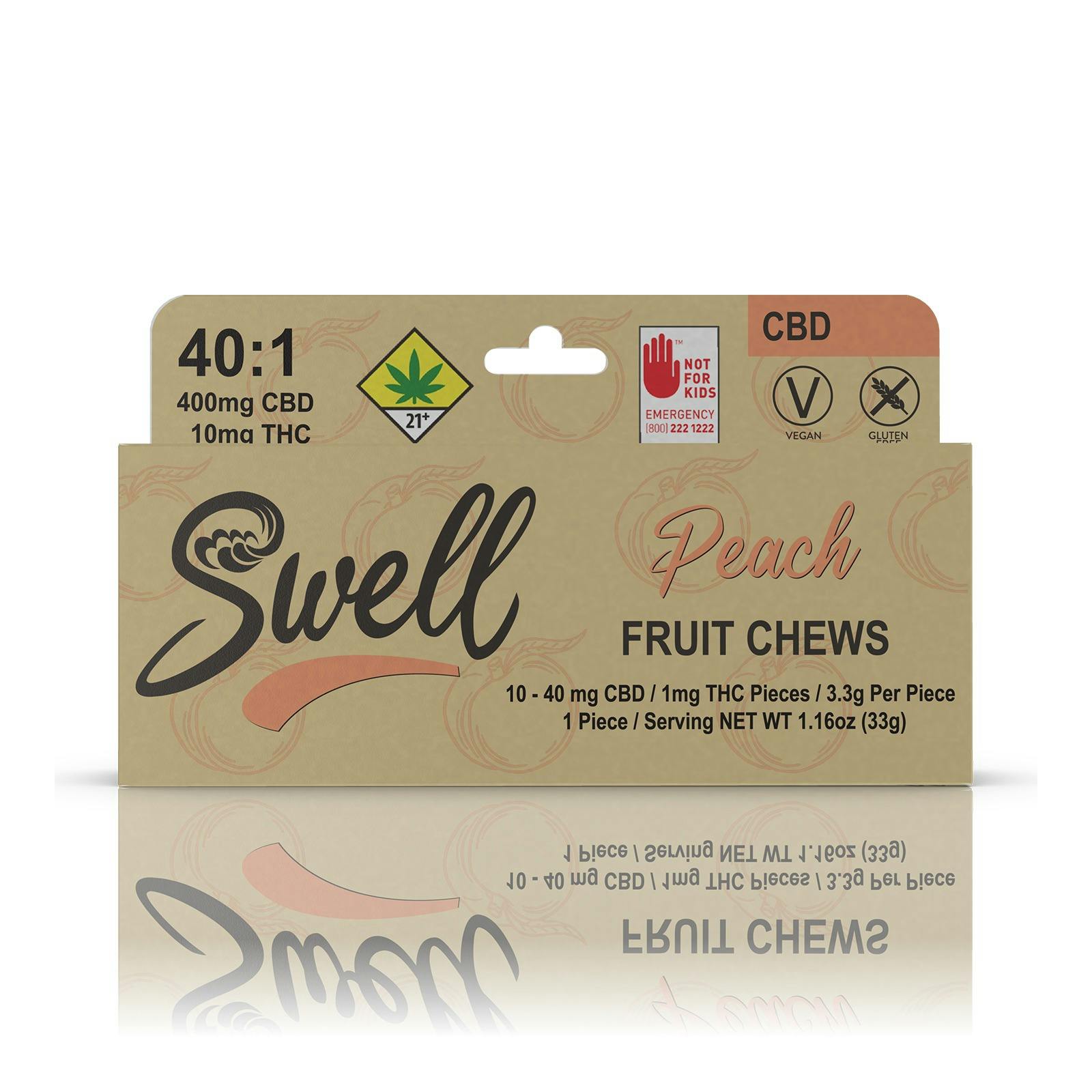 Swell Edibles 401 CBD Peach Fruit Chews 410mg 10pack Leafly