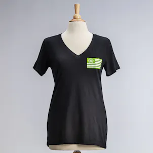 Photo of UNITED STATES OF CANNABIS LADIES BLACK V-NECK T-SHIRT