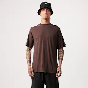 Photo of Afends Mens Classic - THC Essential - Hemp Retro T-Shirt - Coffee