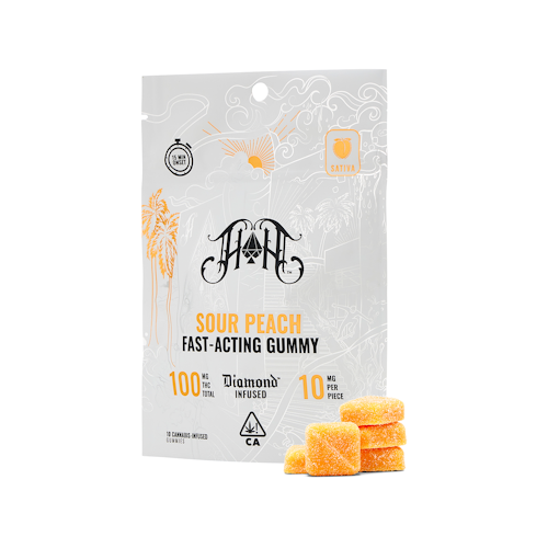 Heavy Hitters: Sour Peach | Sativa - Fast-Acting Gummies - 100mg THC | Leafly