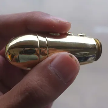 Photo of "Rocket" Pipe - Unique all brass chillum smoking pipe, built-in poker, cleanable and screenless
