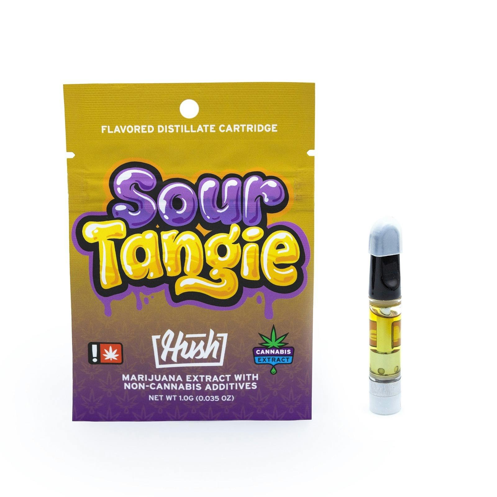 HUSH Sour Tangie Flavored Distillate Vape Cartridge 1g Leafly