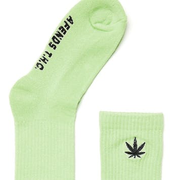 Photo of Afends Unisex Happy Hemp - THC Essentials - Crew Socks - Lime Green