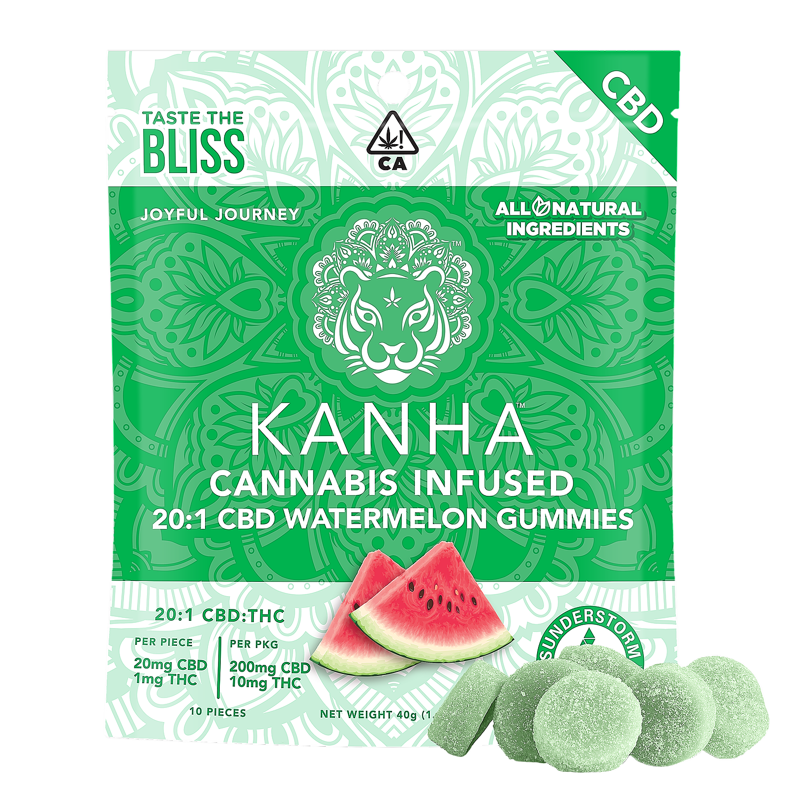 KANHA: KANHA | 20:1 CBD:THC | Watermelon | 100mg CBD/5mg THC | 10-pack ...