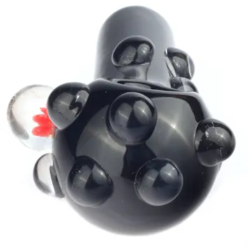 Photo of 4.5" Black Glass Spoon Pipe w/ Marble Grips