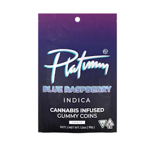 Photo of Platinum Vape (Indica) Blue Raspberry 200mg Gummy Coins