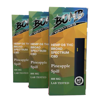 Photo of BOMB Pineapple Spill Live Resin Hemp D-8-THC Disposable Vaporizer
