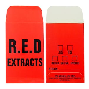 Photo of 25 R.E.D. Extracts Shatter Labels Premium Full Color Coin Wax Envelopes #182